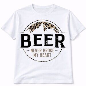 Beer Broke Heart Western Graphic T Shirt Trendy Boutique Style Tee Womens White